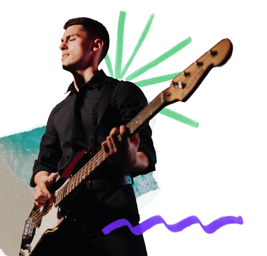 Young man with a guitar.