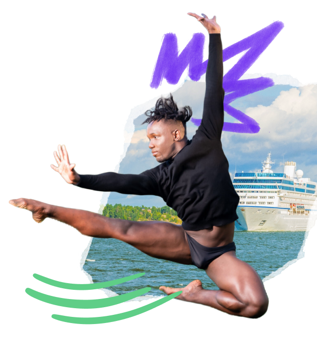 Dancer striking a dance pose.
